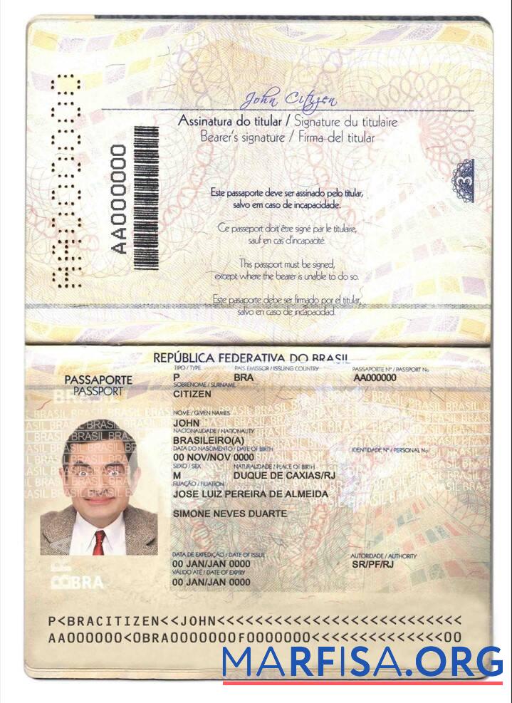 Realistic Brazil passport version 2 (2019 present) template